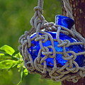 Hanging Blue Bottle Garden Art